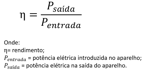 Fórmula do rendimento elétrico. Rendimento Elétrico.