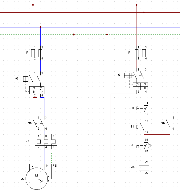 Diagrama de cargas e comandos. Diagrama para comandos elétricos.