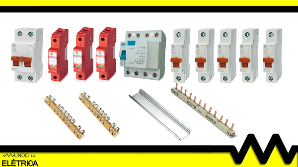 DR, IDR. DPS, trilho tipo din, barramento, barramento tipo pente, disjuntor, QDC, quadro de distribuição, montagem, condutor elétrico,aterramento Dispositivos de proteção.