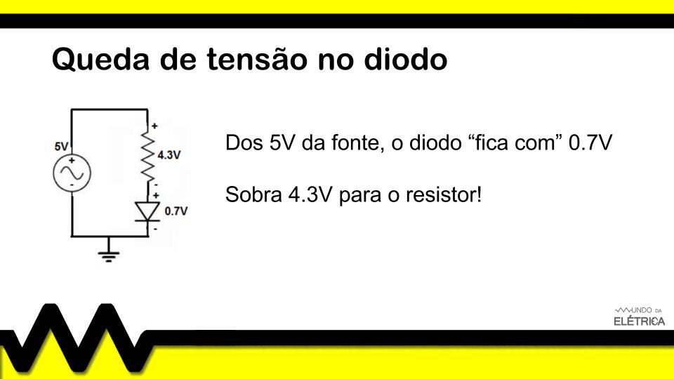 Como calcular a queda de tensão no diodo?