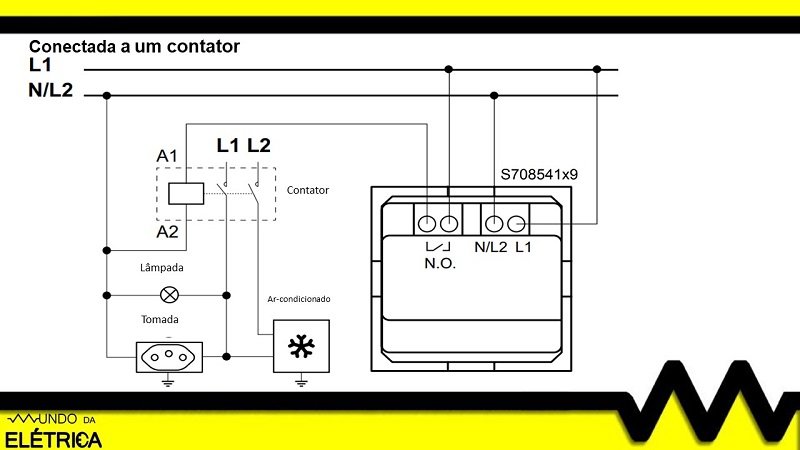 Esquema de ligação de um interruptor por cartão.