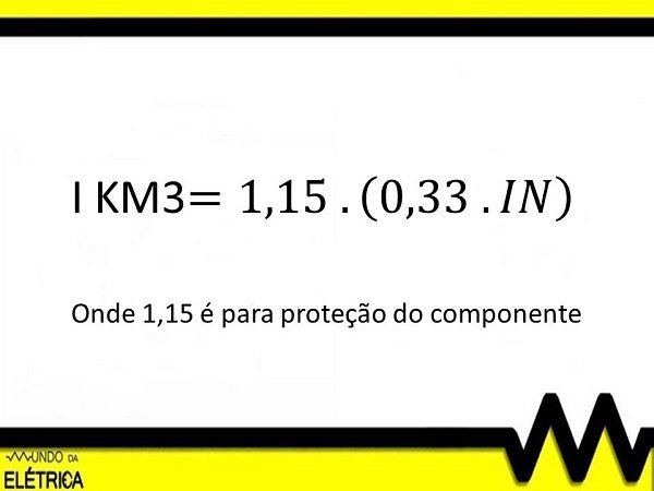 Modelo matemático para dimensionamento do contator KM3
