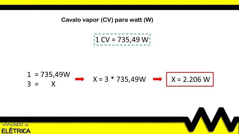 Como converter CV para W?