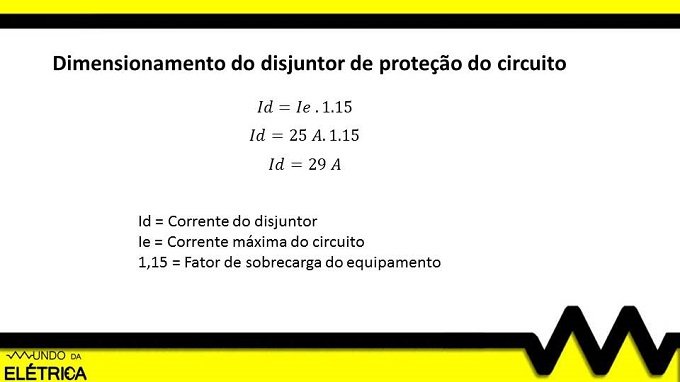 Exemplo de dimensionamento do disjuntor para circuito