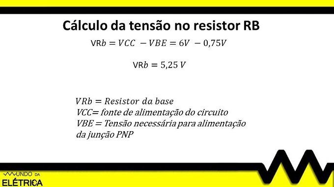 Exemplo de como calcular a tensão no resistor da base