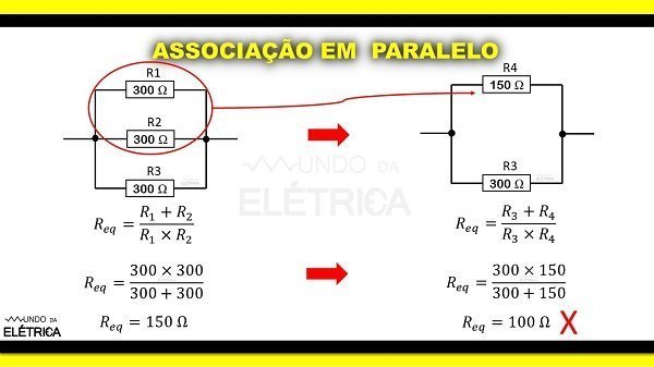 Dois resistores com a mesma resistência em paralelo a resistência final é a metade.