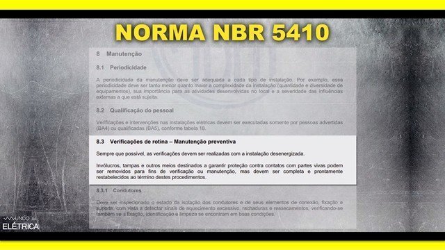 Regras para fazer manutenção elétrica.