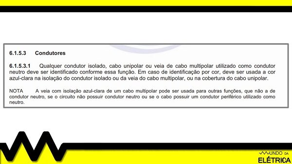 NBR 5410 item que trata exclusivamente de cor de cabos.