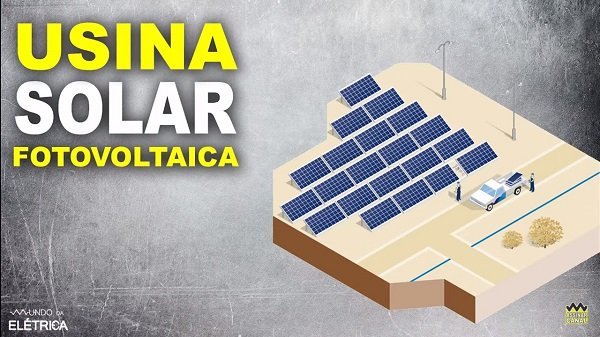Painéis solares para captar e transformar a luz do sol diretamente em energia elétrica.
