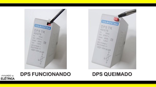 Indicador vermelho na frete do DPS.