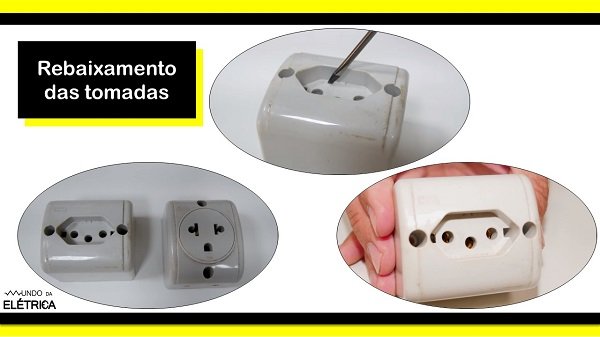 Tomada do novo padrão os contatos também ficam mais no fundo.