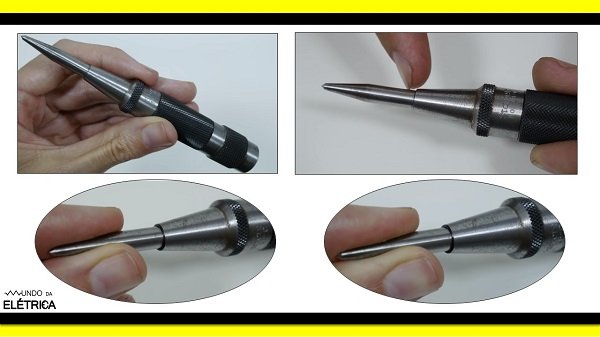 Ponta do punção automático tem uma separação do corpo.