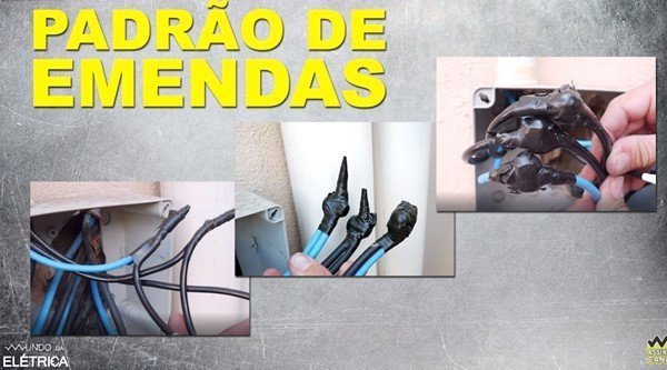 Todos os cabos da caixa têm uma emenda em prolongamento que entram em outro eletroduto.