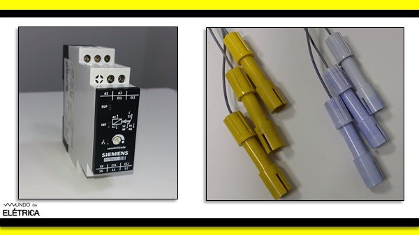 Circuito eletrônico que compara a corrente que circula entre os eletrodos ligados ao relé de nível.