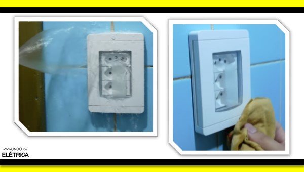 Tomada e interruptor com proteção IP55.