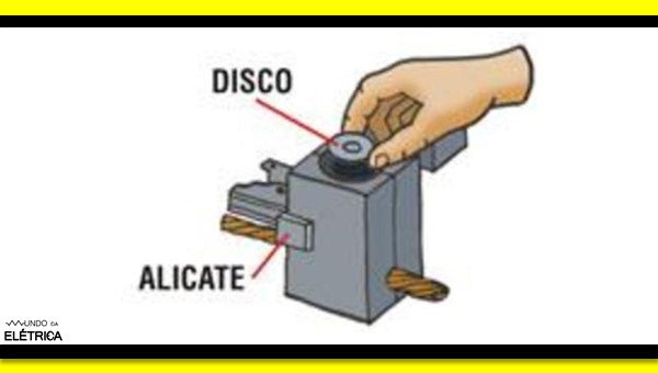 Disco de retenção sendo colocado no molde da solda exotérmica.
