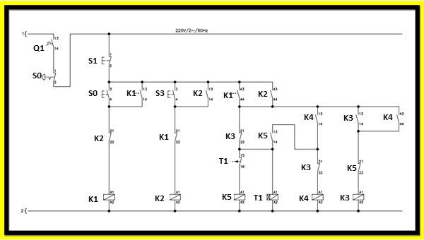 Partida compensadora, diagramas de comandos elétricos.